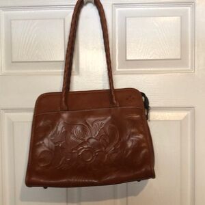 Patricia Nash Brown Leather Handbag, suede lining